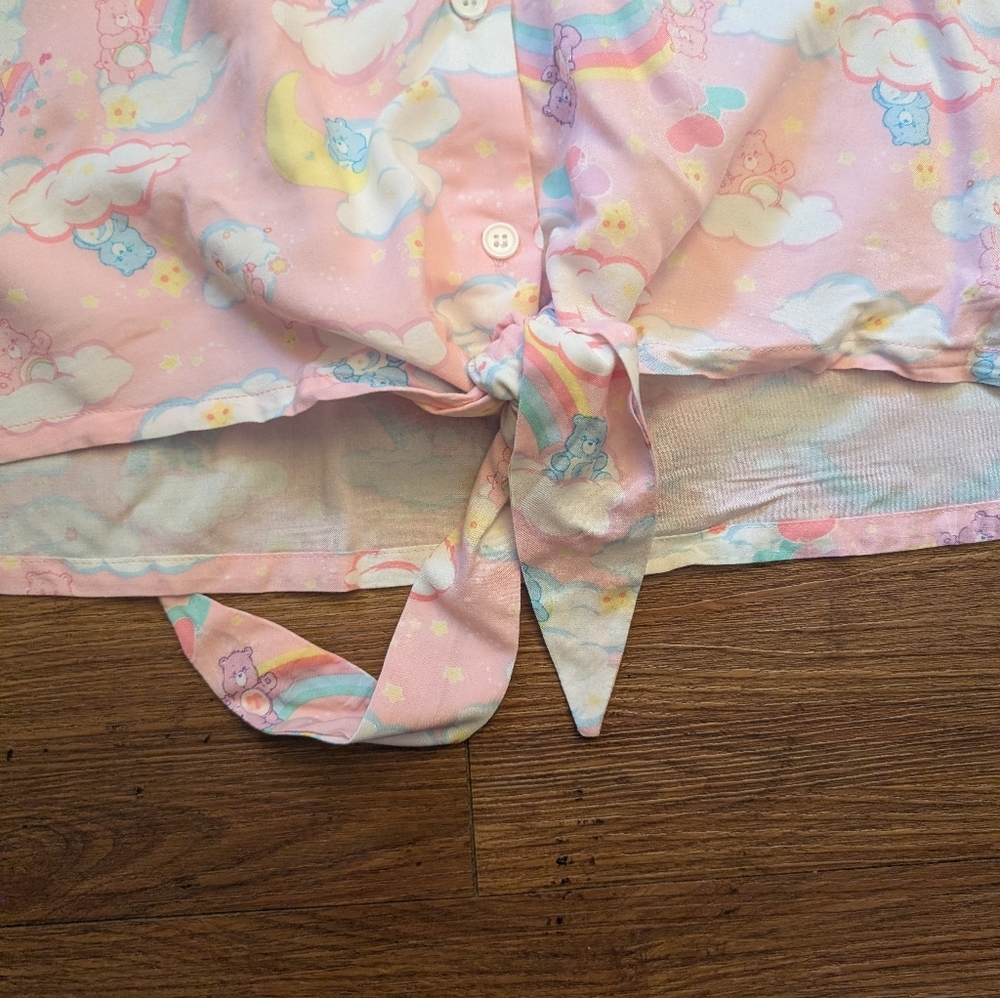 Care Bears Rainbows & Clouds Tie-Front Girls Woven Button-Up - Picture 3 of 7
